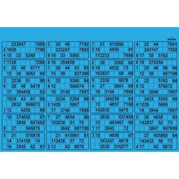 21 Thick cardboard 90 ball bingo cards - 24 grids