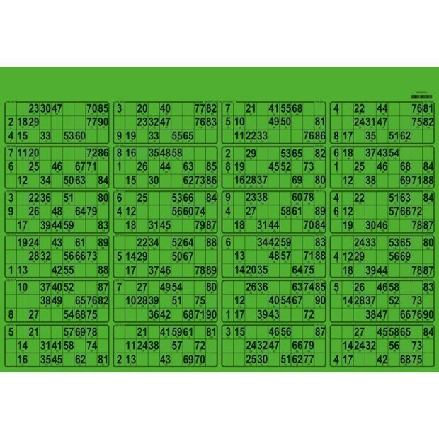 21 Thick cardboard 90 ball bingo cards - 24 grids