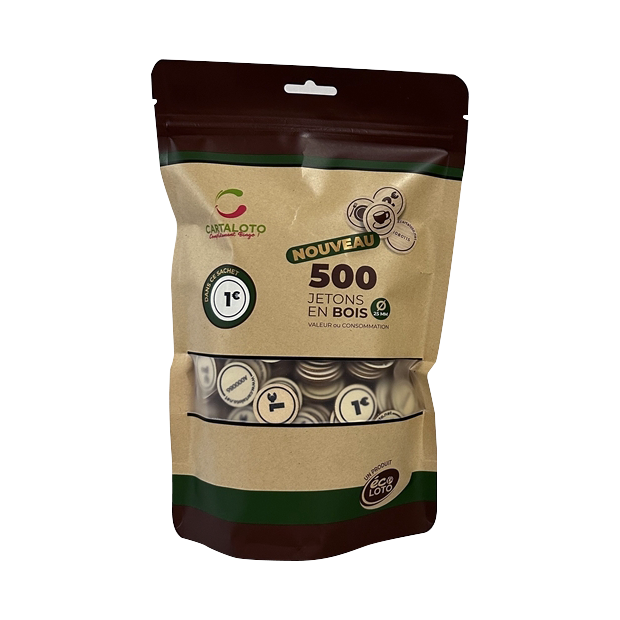 sachet jetons en bois buvette valeur 1 euro