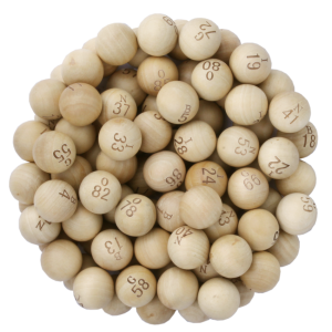 Set of 90 numbered wooden bingo balls