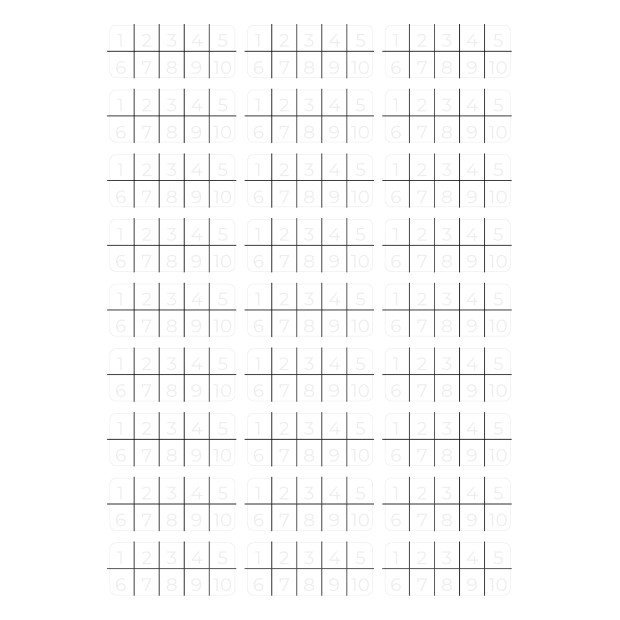Sheet blank sticky label with stampable boxes