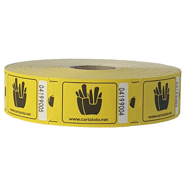 Rouleau de tickets buvette frite jaune
