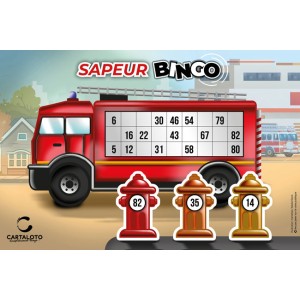 Jeu loto sapeurs pompiers - recto avec camion rouge