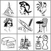 Set of 9 rubber trodat stamp symbols