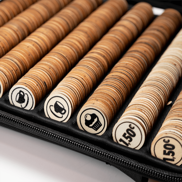 25mm wooden token case