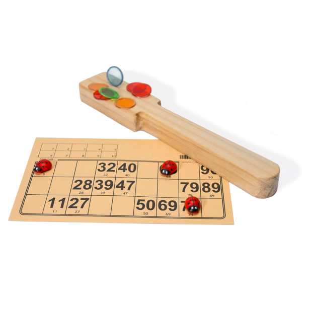 Wooden magnetic wand + 3 ladybugs
