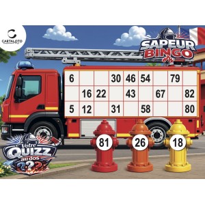 Jeu loto sapeurs pompiers - recto avec camion rouge