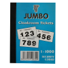 1000 Jumbo Cloakroom numbered raffle tickets