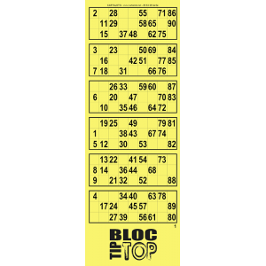Tip Top bingo tickets - 6 grids