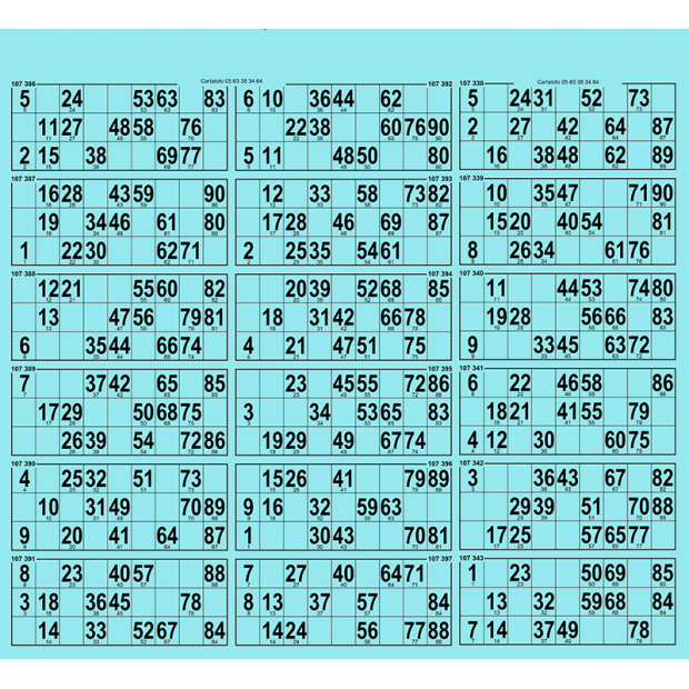 28 Thick cardboard 90 ball bingo cards - 18 grids