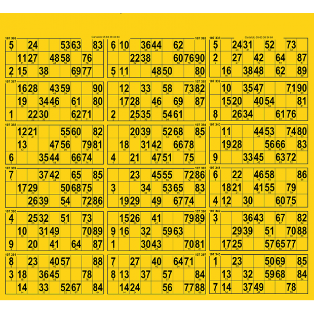 28 Thick cardboard 90 ball bingo cards - 18 grids