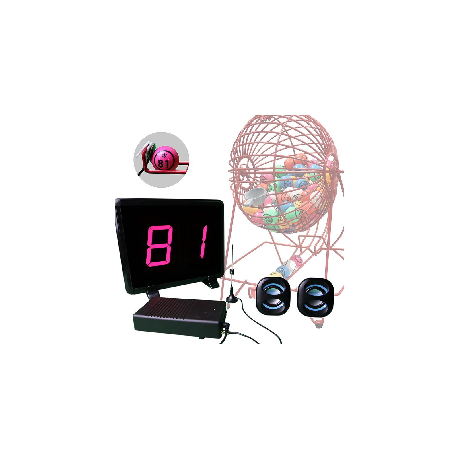 Electro Bingo I Bingo cage with flashboard and speakers