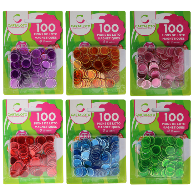 12 sachets de 100 pions de loto magnétiques . Prix bas