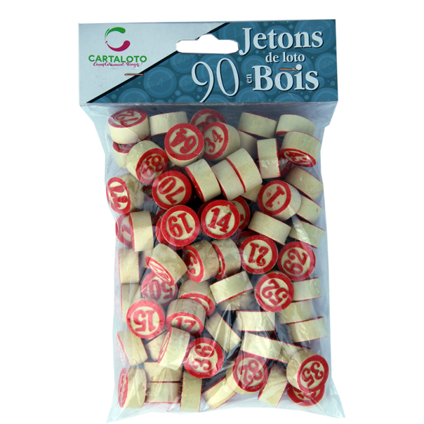 90 Jetons de loto en Bois