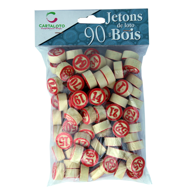 90 jetons de loto en bois numérotés pour vos jeux de loto I Cartaloto