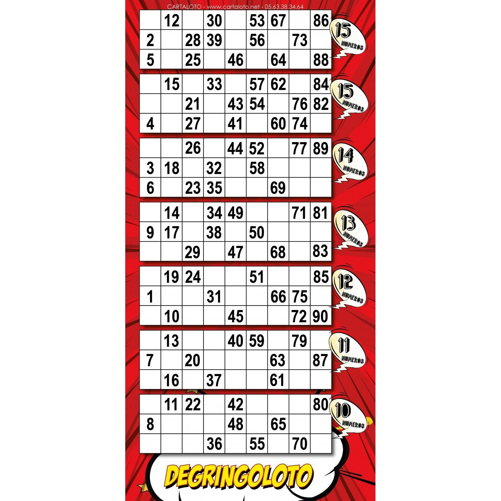 degringoloto set of 250 bingo sheets i 1-90 number bingo i bingo paper i bingo