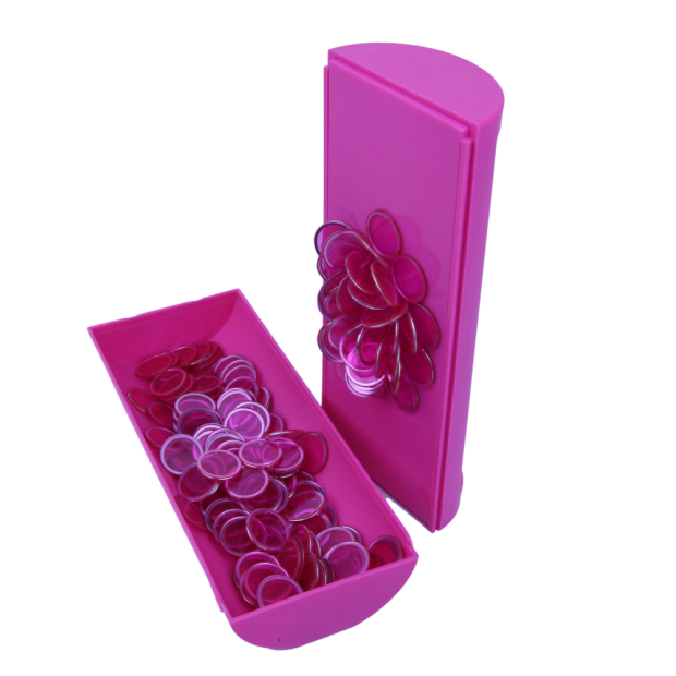 Lotoquine - 100 PIONS MAGNETIQUE DE LOTO ROSE + RAMASSE PIONS ROSE