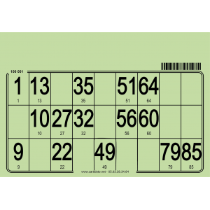 carton de loto très rigide avec une gille