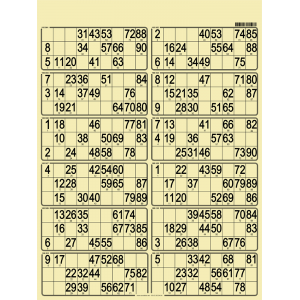 42 Bristol 90 ball bingo cards - 12 grids