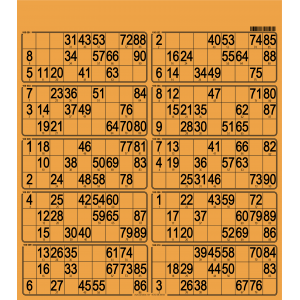 50 Thick cardboard 90 ball bingo cards - 10 grids