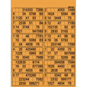 42 Thick cardboard 90 ball bingo cards - 12 grids