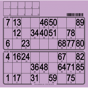 250 Bristol 90 ball bingo cards - 2 grids - to stamp
