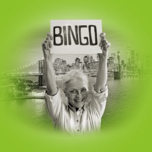 femme avec carte bingo
